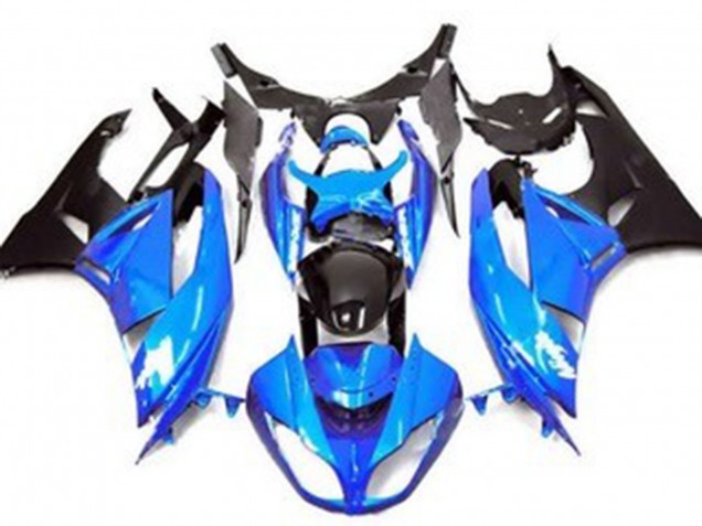 2009-2012 Kawasaki ZX6R Motorcycle Fairing - Blue Glossy Black Matte Black