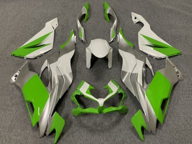 Custom 2019-2022 Kawasaki ZX6R Motorcycle Fairings - White Silver Green