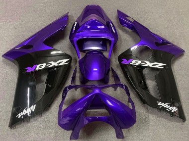 Custom 2003-2004 Kawasaki ZX6R Motorcycle Fairings - Purple Glossy Black