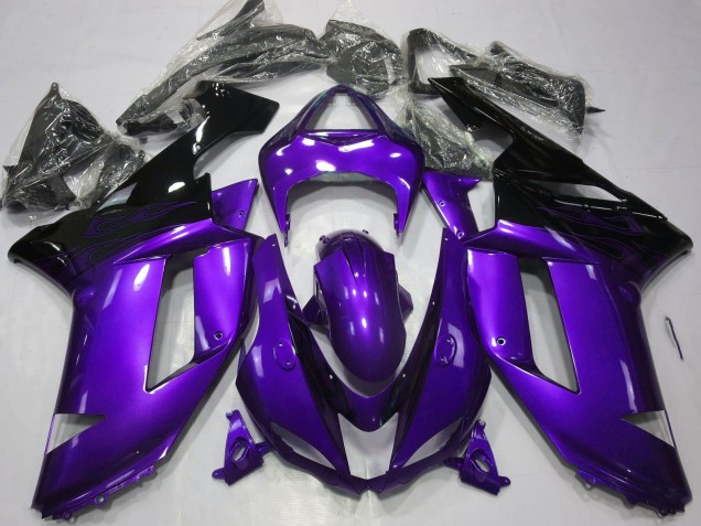 2007-2008 Kawasaki ZX6R Motorcycle Fairings - Glossy Purple Black