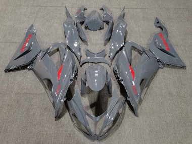 Custom 2013-2018 Kawasaki ZX6R Motorcycle Fairings - Nardo Grey Red