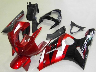 Custom 2003-2004 Kawasaki ZX6R Motorcycle Fairings - Red White Glossy Black