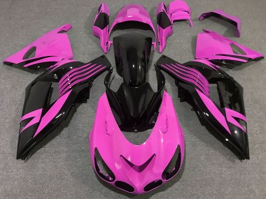 Custom 2006-2011 Kawasaki ZX14R Motorcycle Fairings - Pink Glossy Black