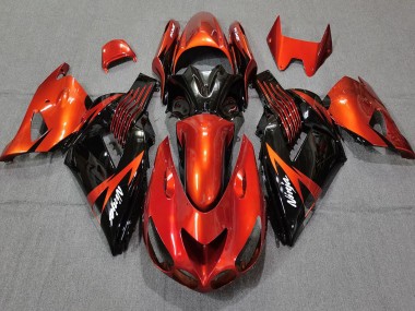 Custom 2006-2011 Kawasaki ZX14R Motorcycle Fairings - Red Glossy Black