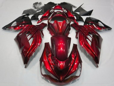 Custom 2012-2024 Kawasaki ZX14R Motorcycle Fairing - Red Glossy Black