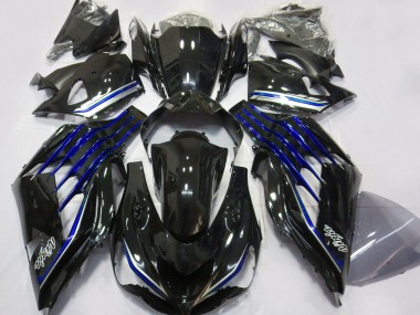 Custom 2012-2024 Kawasaki ZX14R Motorcycle Fairings - Glossy Black Blue