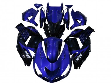 Custom 2006-2011 Kawasaki ZX14R Motorcycle Fairings - Blue Glossy Black White Ninja