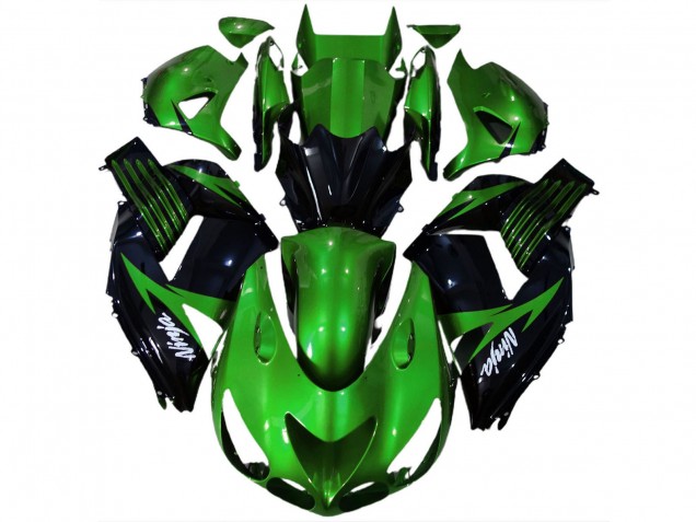 2006-2011 Kawasaki ZX14R Motorcycle Fairing - Green Glossy Black White Ninja