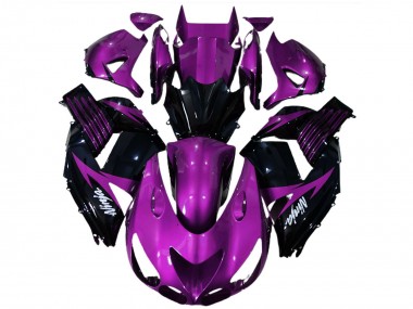 Custom 2006-2011 Kawasaki ZX14R Motorcycle Fairings - Purple Glossy Black White Ninja