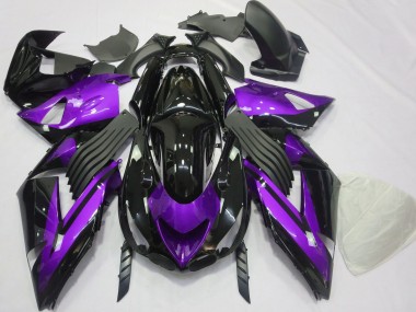 Custom 2006-2011 Kawasaki ZX14R Motorcycle Fairings - Purple Glossy Black