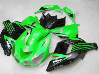 Custom 2012-2024 Kawasaki ZX14R Motorcycle Fairings - Green Glossy Black White Ninja