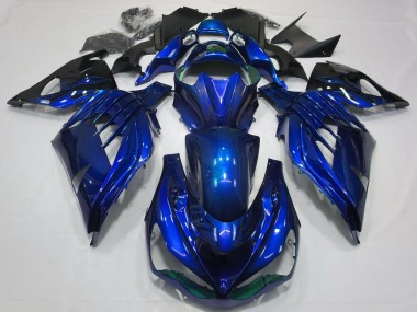 Custom 2012-2024 Kawasaki ZX14R Motorcycle Fairings - Blue Glossy Black