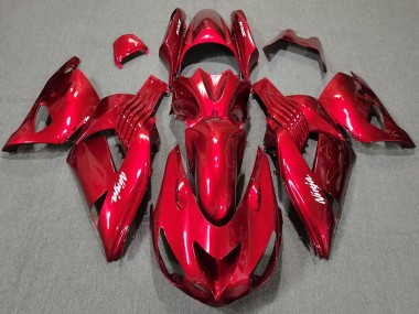 Custom 2006-2011 Kawasaki ZX14R Motorcycle Fairings - Red White Ninja