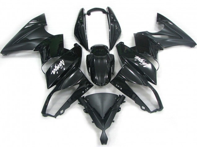 2009-2011 Kawasaki Ninja 650R Motorcycle Fairings - Glossy Black Matte Black White Decal