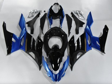 Custom 2018-2024 Kawasaki Ninja 400 Motorcycle Fairings - Blue Glossy Black