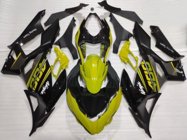Custom 2018-2024 Kawasaki Ninja 400 Motorcycle Fairings - Yellow Glossy Black Matte Black OEM Style