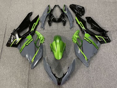 Custom 2018-2024 Kawasaki Ninja 400 Motorcycle Fairings - Green Nardo Grey Glossy Black