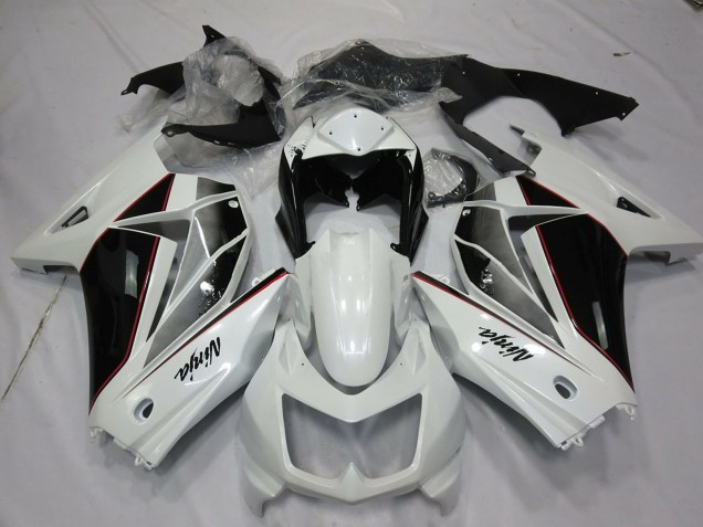 2008-2012 Kawasaki Ninja 250 Motorcycle Fairings - White Glossy Black
