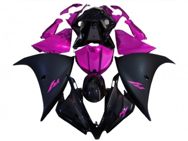 Custom 2012-2014 Yamaha R1 Motorcycle Fairings - Glossy Black Matte Black Pink
