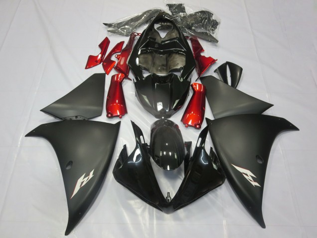 2012-2014 Yamaha R1 Motorcycle Fairings - Glossy Black Matte Black Red