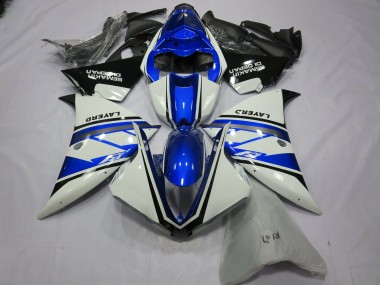 Custom 2012-2014 Yamaha R1 Motorcycle Fairings - White Blue Black Layerd Semakin Didepan