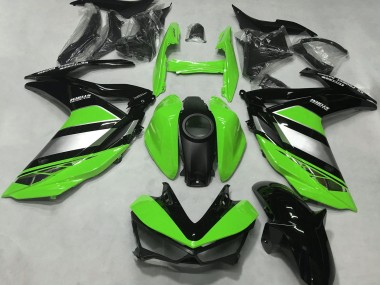 Custom 2015-2018 Yamaha R3 Motorcycle Fairings - Green Silver Glossy Black