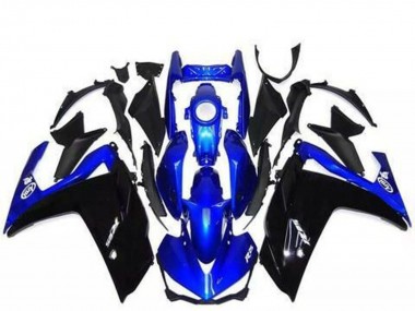 Custom 2015-2018 Yamaha R3 Motorcycle Fairings - Blue Glossy Black