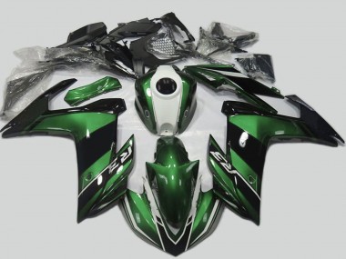 Custom 2015-2018 Yamaha R3 Motorcycle Fairing - Green White Glossy Black