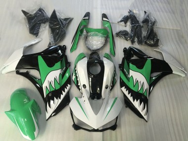 Custom 2015-2018 Yamaha R3 Motorcycle Fairing - White Green Black Shark
