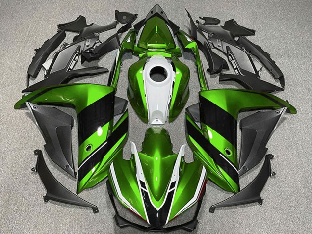 2015-2018 Yamaha R3 Motorcycle Fairings - Green White Glossy Black