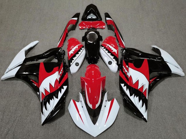 2015-2018 Yamaha R3 Motorcycle Fairings - White Red Black Shark