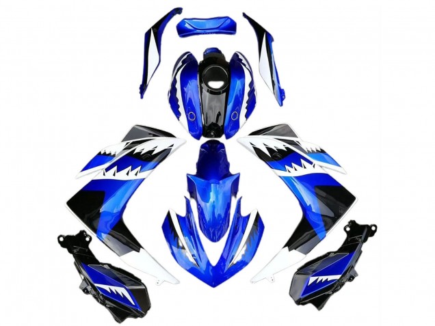 2015-2018 Yamaha R3 Motorcycle Fairings - Blue White Black Shark