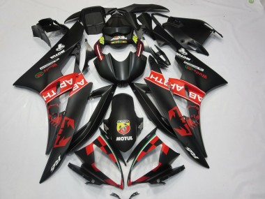 Custom 2006-2007 Yamaha R6 Motorcycle Fairings - Matte Black Red Abarth Motul Michelin