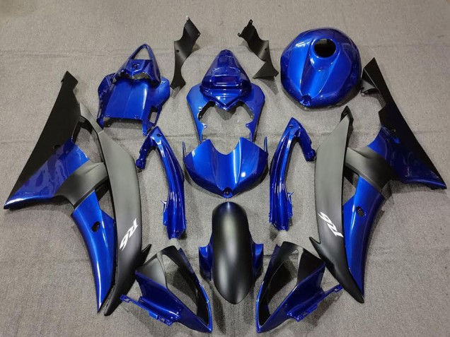 2008-2016 Yamaha R6 Motorcycle Fairings - Blue Matte Black White Decals