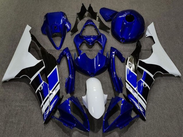 2008-2016 Yamaha R6 Motorcycle Fairings - White Blue Glossy Black