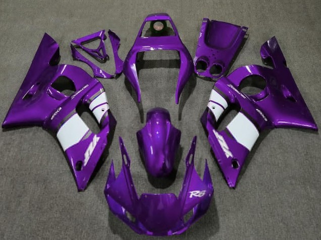 1998-2002 Yamaha R6 Motorcycle Fairings - Dark Purple White