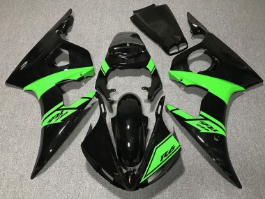 Custom 2003-2004 Yamaha R6 Motorcycle Fairings - Glossy Black Green