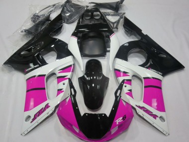 Custom 1998-2002 Yamaha R6 Motorcycle Fairings - White Pink Glossy Black