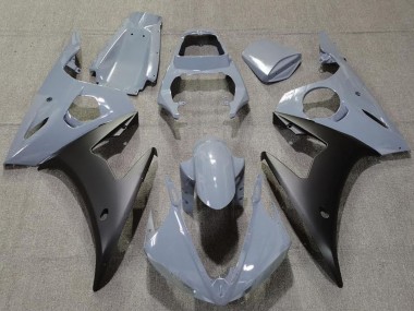 Custom 2003-2004 Yamaha R6 Motorcycle Fairings - Nardo Grey Matte Black