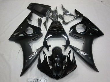 Custom 2005 Yamaha R6 Motorcycle Fairings - Glossy Black Matte Black White