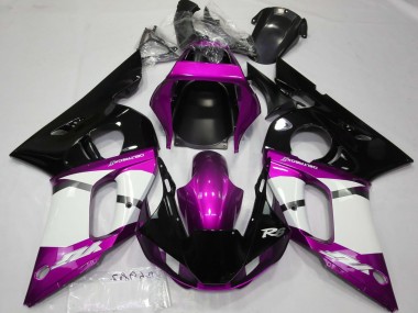 Custom 1998-2002 Yamaha R6 Motorcycle Fairings - Purple White Glossy Black
