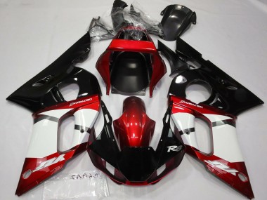 Custom 1998-2002 Yamaha R6 Motorcycle Fairing - Red White Glossy Black