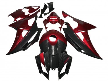 Custom 2008-2016 Yamaha R6 Motorcycle Fairings - Red Black Carbon Fiber Style