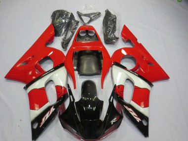 Custom 1998-2002 Yamaha R6 Motorcycle Fairings - Red White Glossy Black