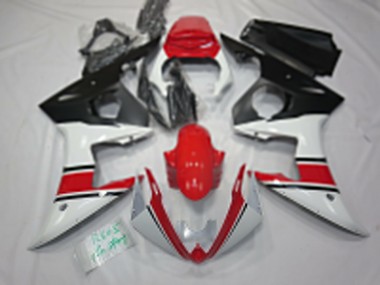 Custom 2005 Yamaha R6 Motorcycle Fairings - White Red Black