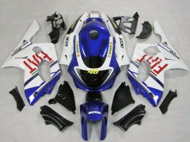 Custom 1996-2007 Yamaha YZF600R Thundercat Motorcycle Fairings - White Blue Fiat Motul