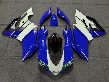 Custom 2015-2020 Ducati 959 1299 Motorcycle Fairings - Blue White Glossy Black Unibat Flex-Box OEM Style