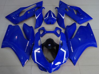 Custom 2011-2014 Ducati 1199 Motorcycle Fairings - Glossy Blue White