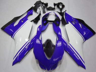 Custom 2011-2014 Ducati 1199 Motorcycle Fairings - Glossy Blue White Black