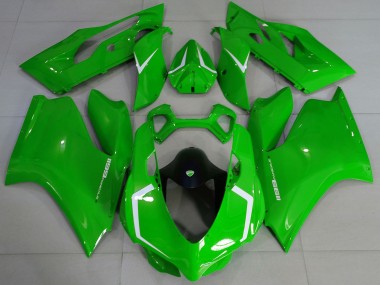Custom 2011-2014 Ducati 1199 Motorcycle Fairings - Glossy Green White